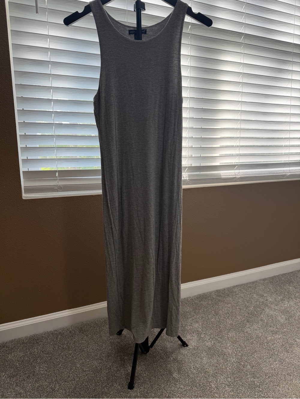 American Dream Sleeveless Grey Midi Dress 3/4 length Medium
